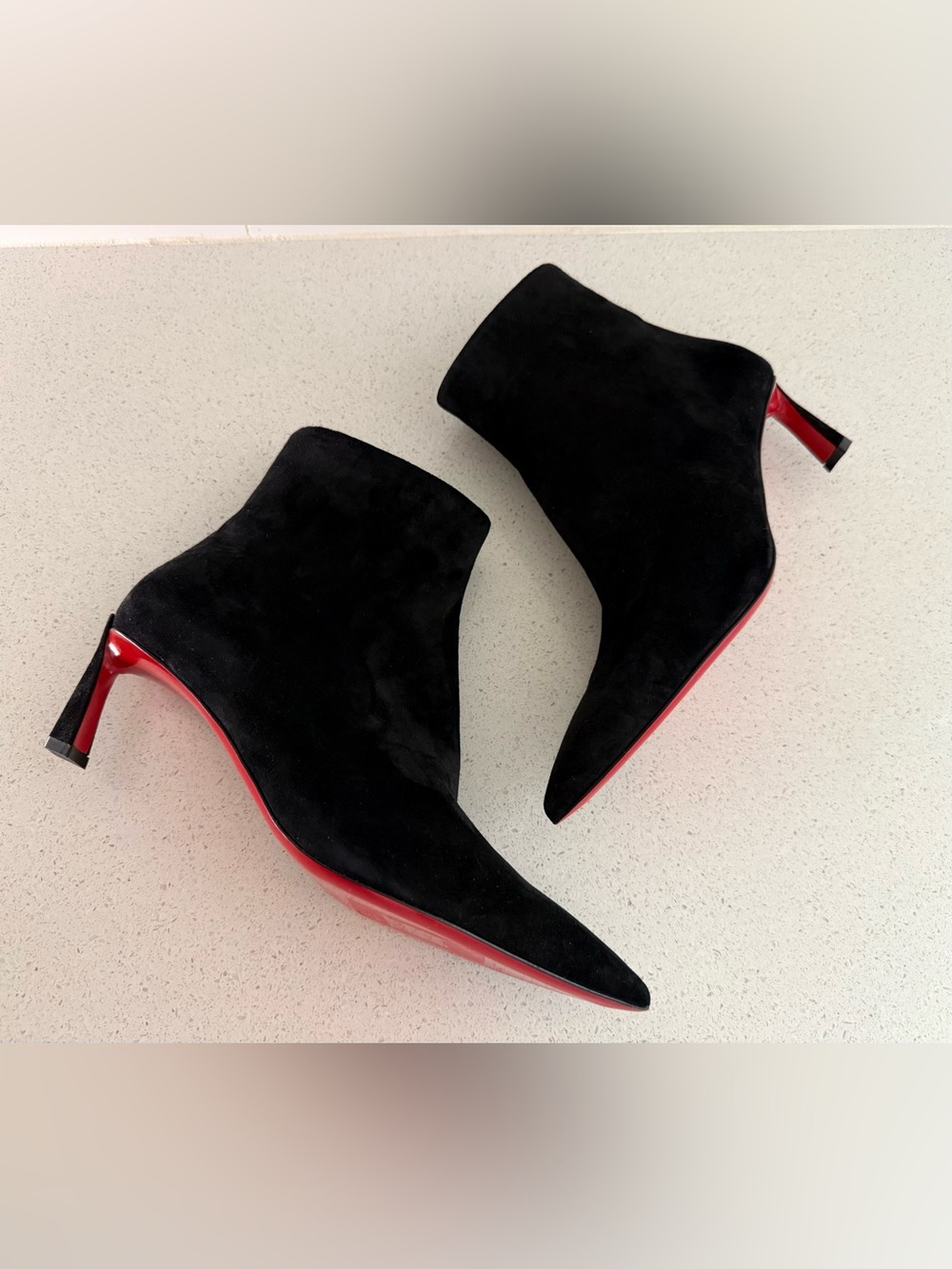 CHRISTIAN LOUBOUTIN Condora 55 Black Suede Ankle Boots Size EU 39.5 US 9.5